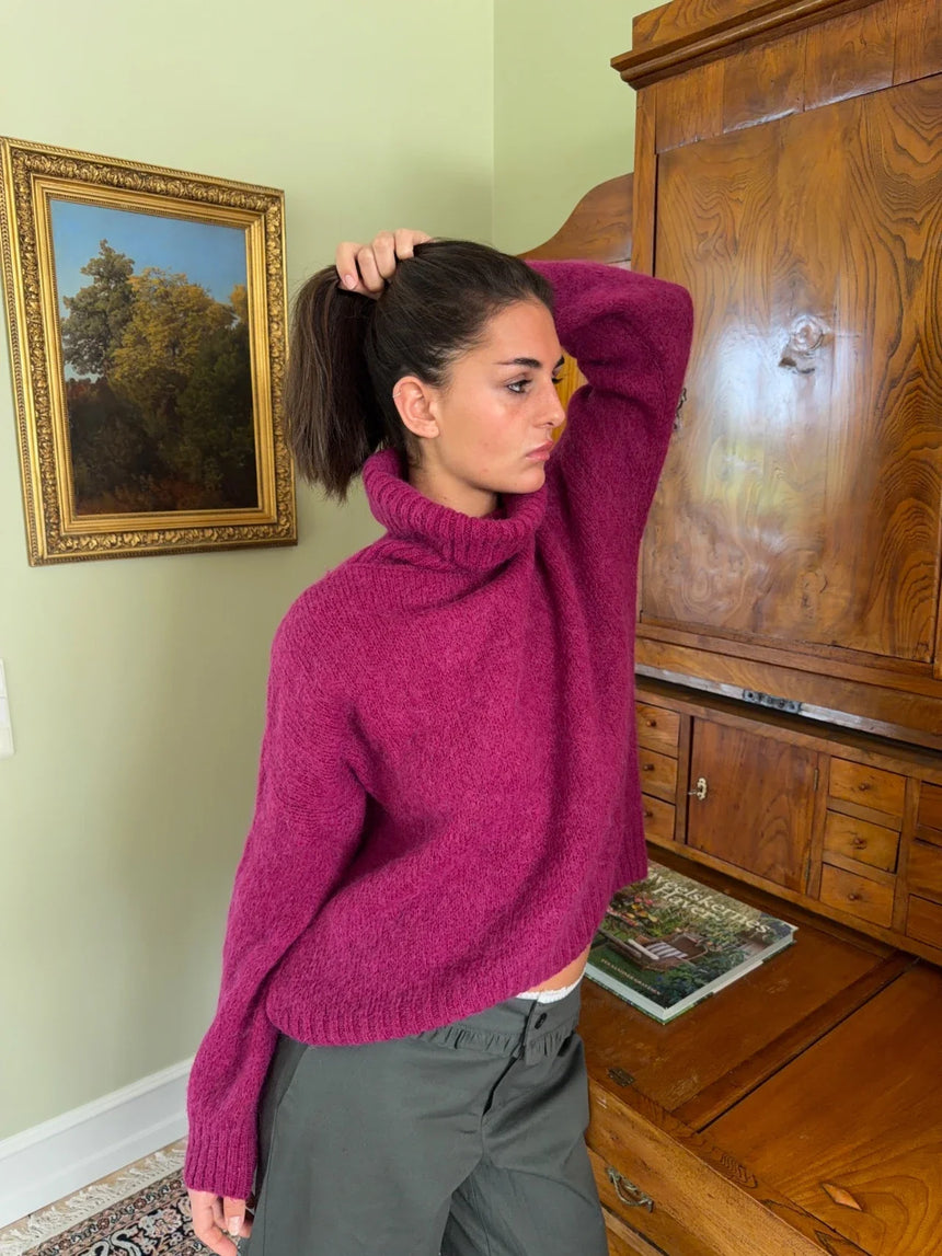 Idun knit sweater with turtleneck - Purple