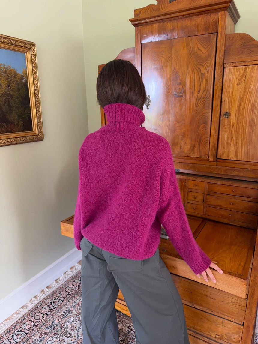 Idun knit sweater with turtleneck - Purple