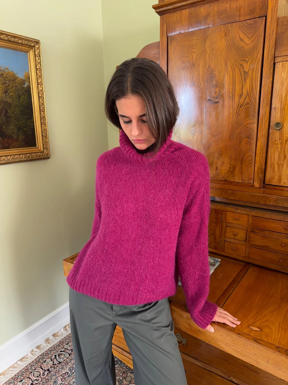 Idun knit sweater with turtleneck - Purple