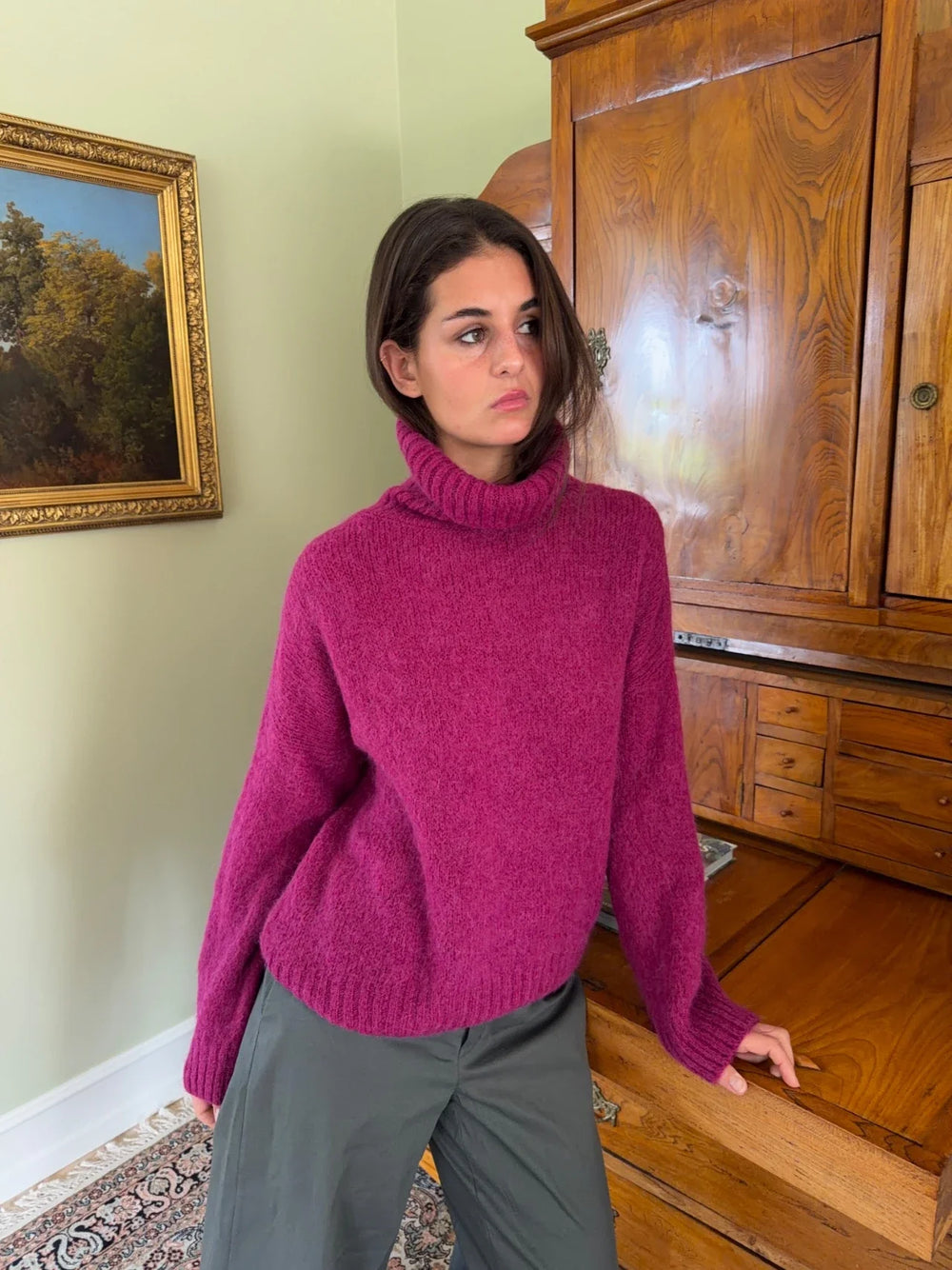 Idun knit sweater with turtleneck - Purple