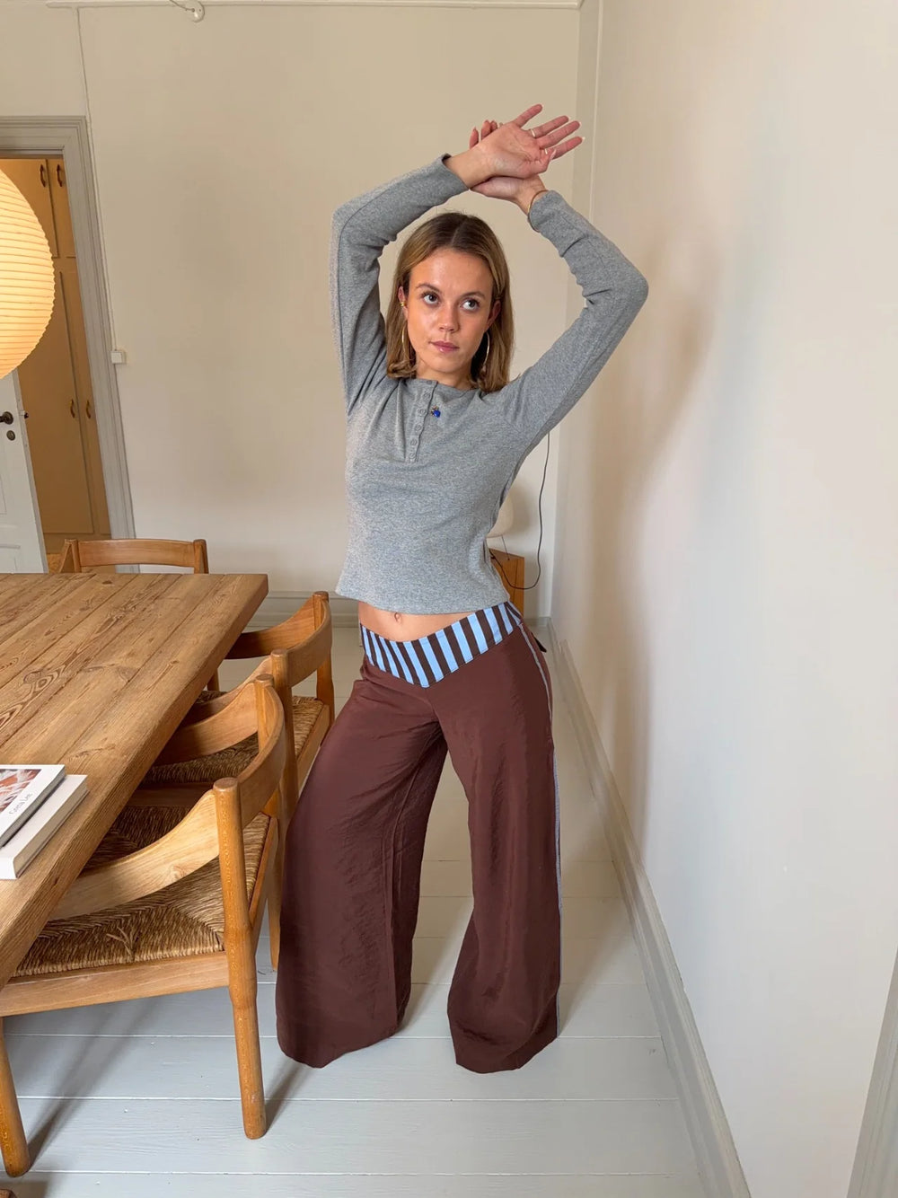 Polly pants med striber - Brown/blue