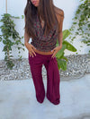 Estrella trousers in mesh with tie detail – Burgundy