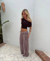 Estrella mesh trousers with tie detail – Taupe