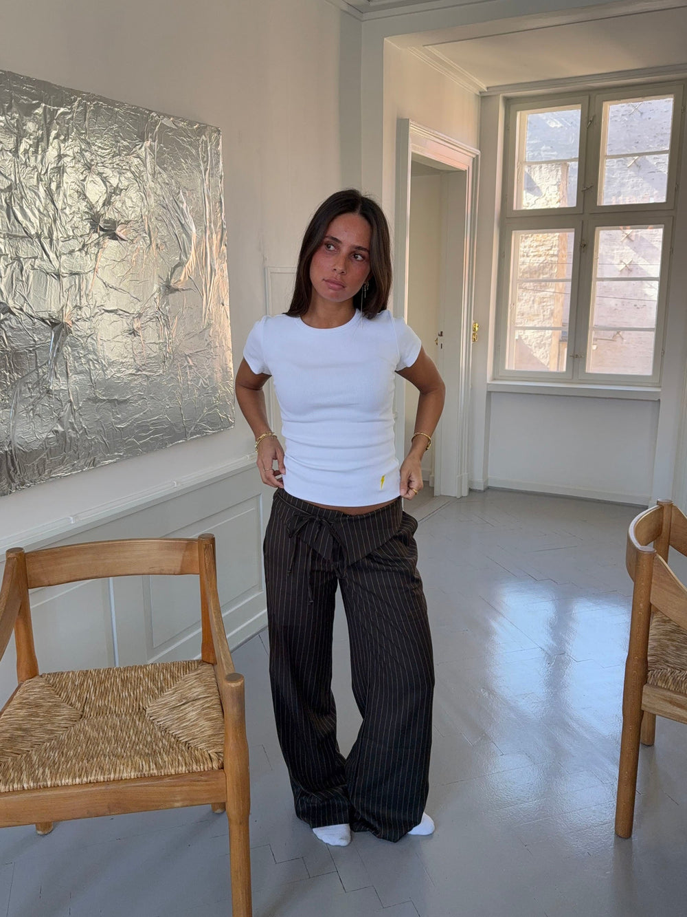 Avelina pants with tie belt - Brown