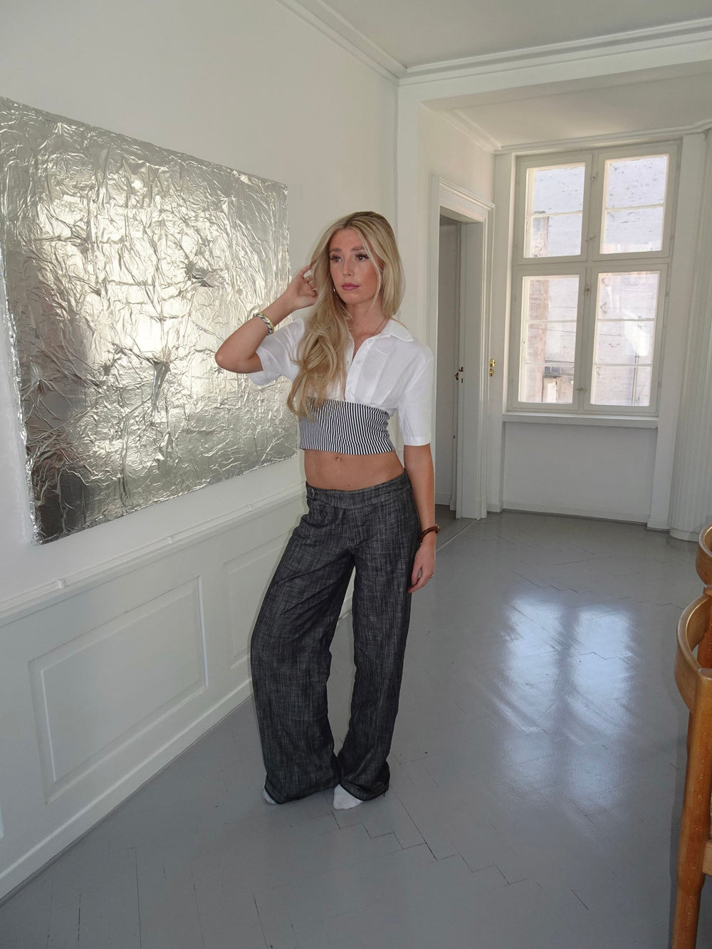 Izabelle pants with belt - Grey