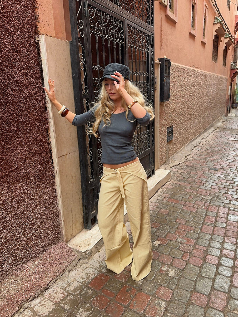 Fillippa pants with details - Yellow