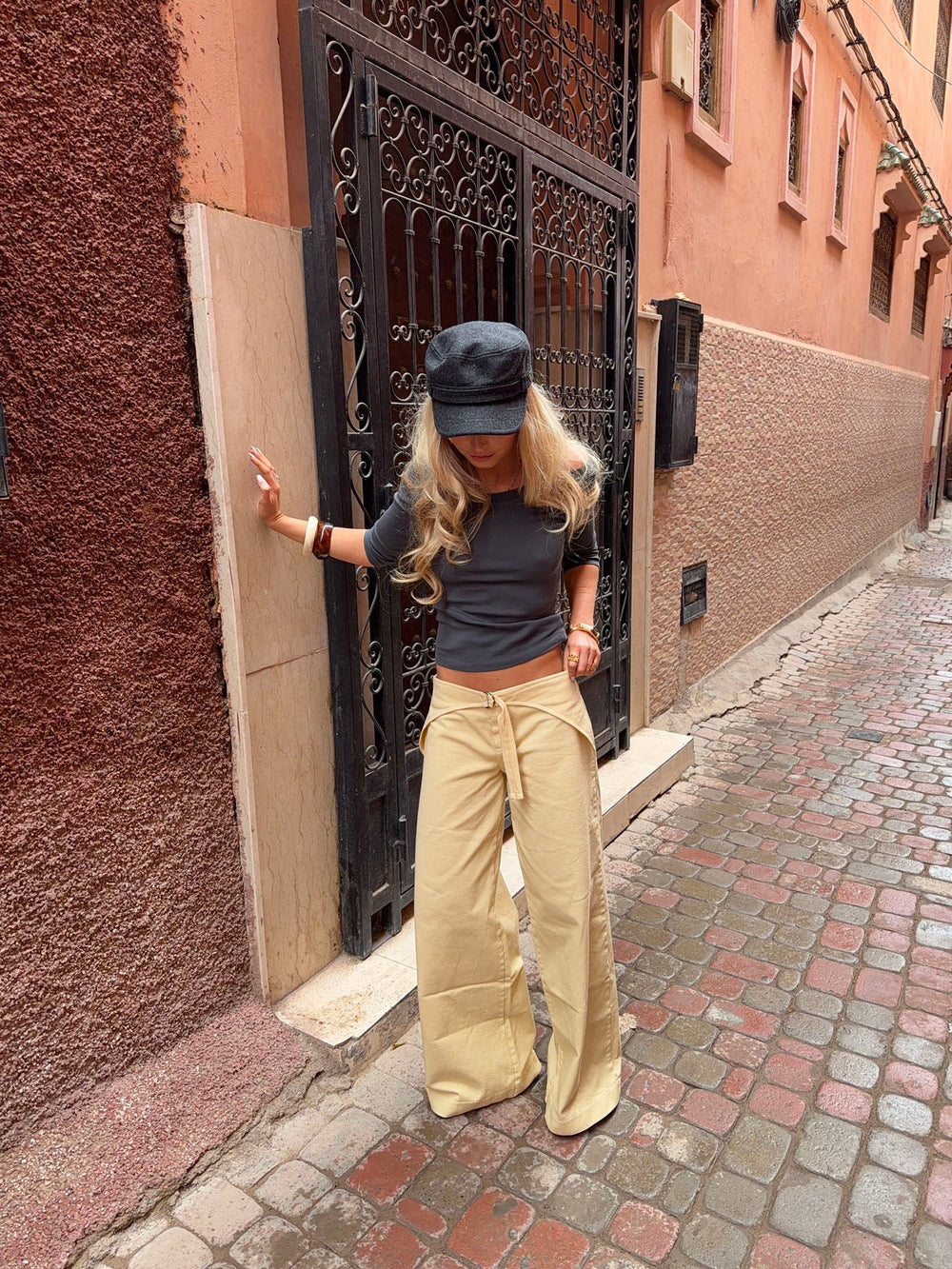 Fillippa pants with details - Yellow