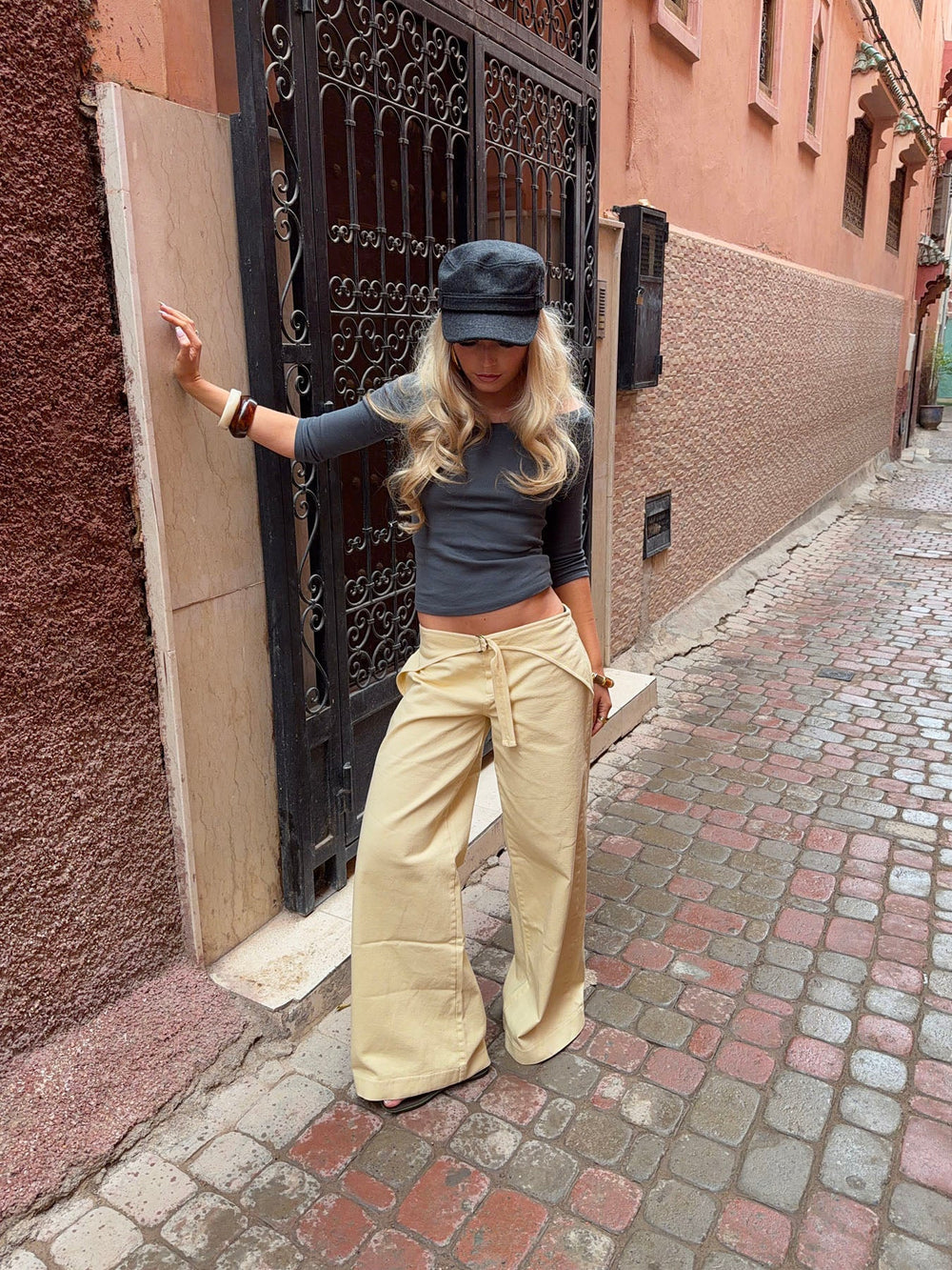 Fillippa pants with details - Yellow