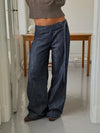 Karol trousers with belt – Dark blue