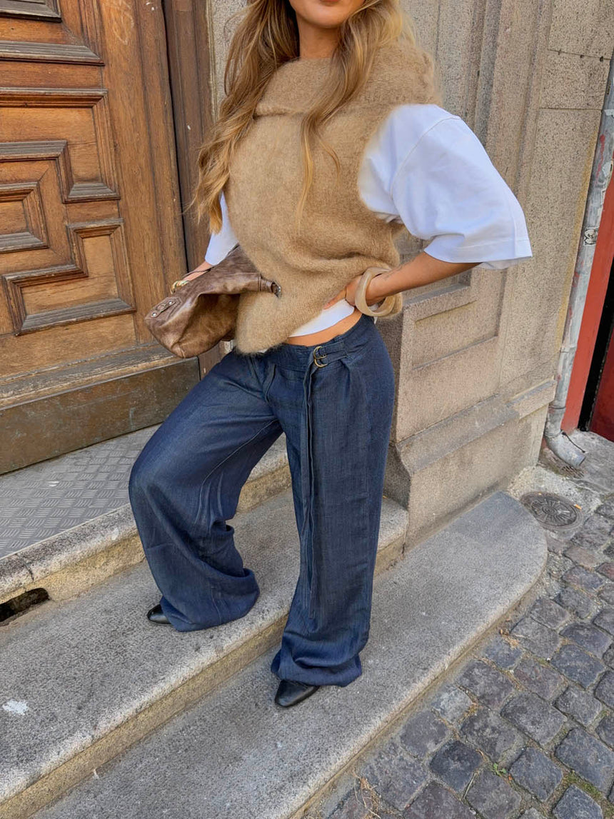 Ronya trousers with belt - Dark blue