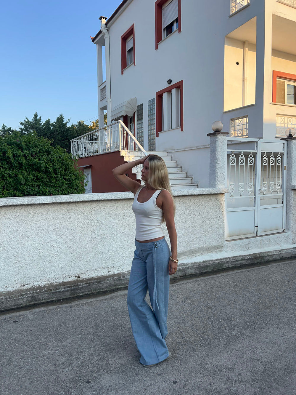 Karol pants with belt - Light blue