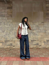 Karol trousers with belt – Dark blue