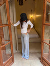 Binda pants with lace drawstrings - Grey/white