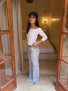 Binda pants with lace drawstrings - Grey/white