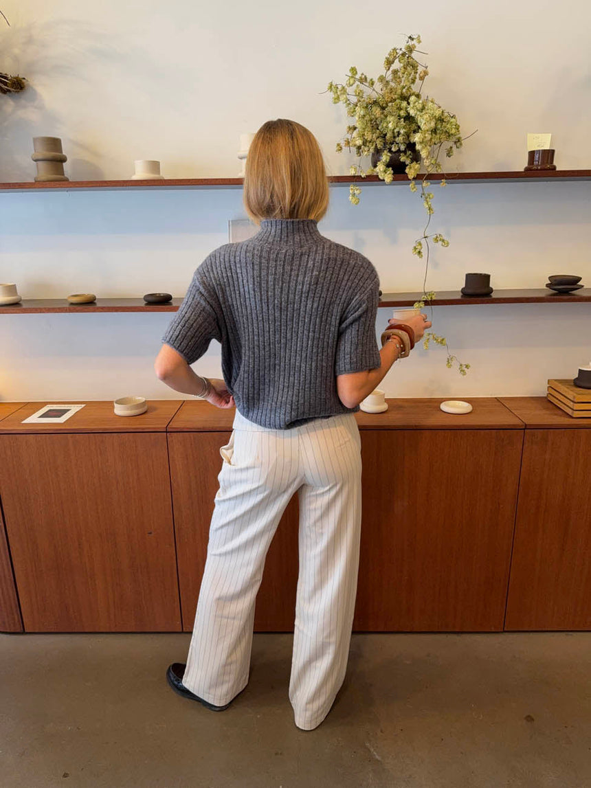 Avelina trousers with tie belt – Off white