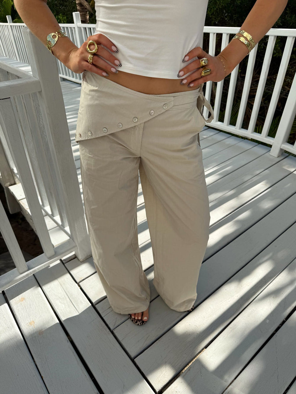 Scandivv trousers with details – Beige