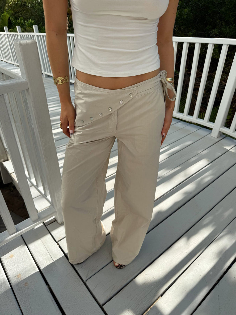 Scandivv trousers with details – Beige