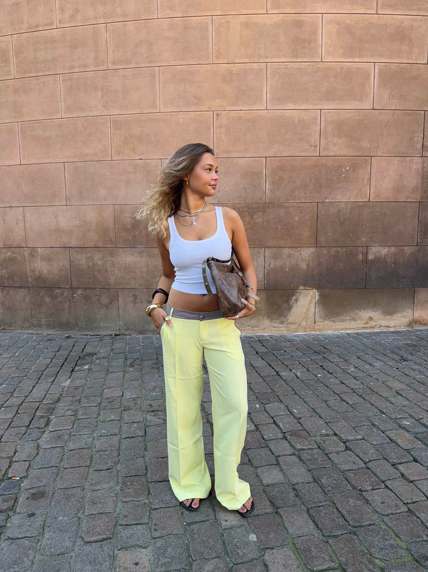 Amina pants with details – Yellow/Brown