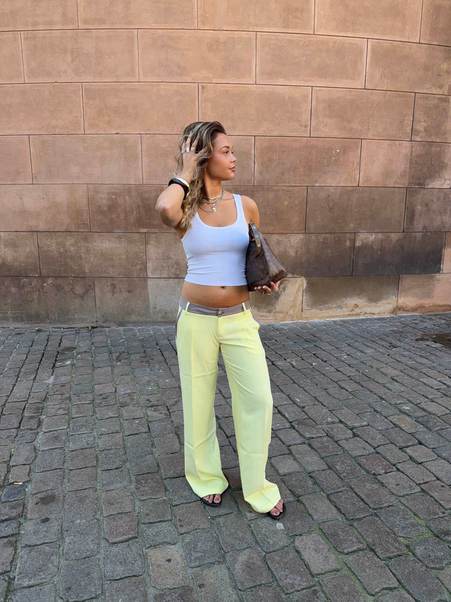 Amina pants with details – Yellow/Brown