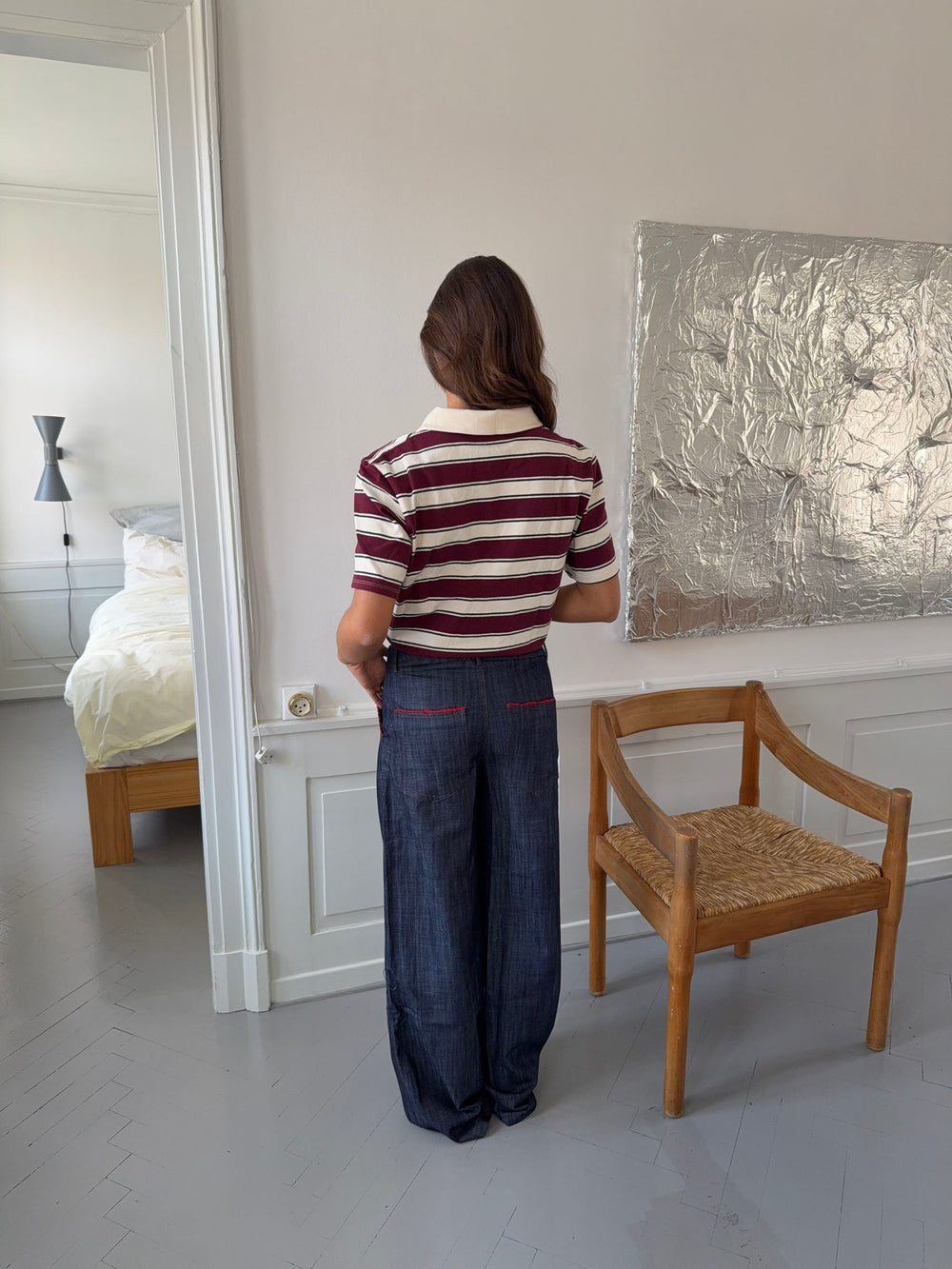 Astrid pants with details - Navy/red