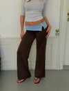 Paia pants with fold - Brown/light blue