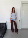 Paia pants with fold - Brown/light blue
