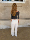 Tula trousers with pleat detail and buttons – White