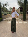 Tula trousers with fold detail and buttons – Khaki