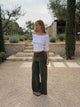 Tula trousers with fold detail and buttons – Khaki