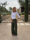 Tula trousers with fold detail and buttons – Khaki