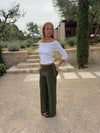 Tula trousers with fold detail and buttons – Khaki
