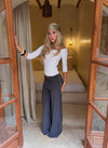 Tula pants with fold detail and buttons - Grey