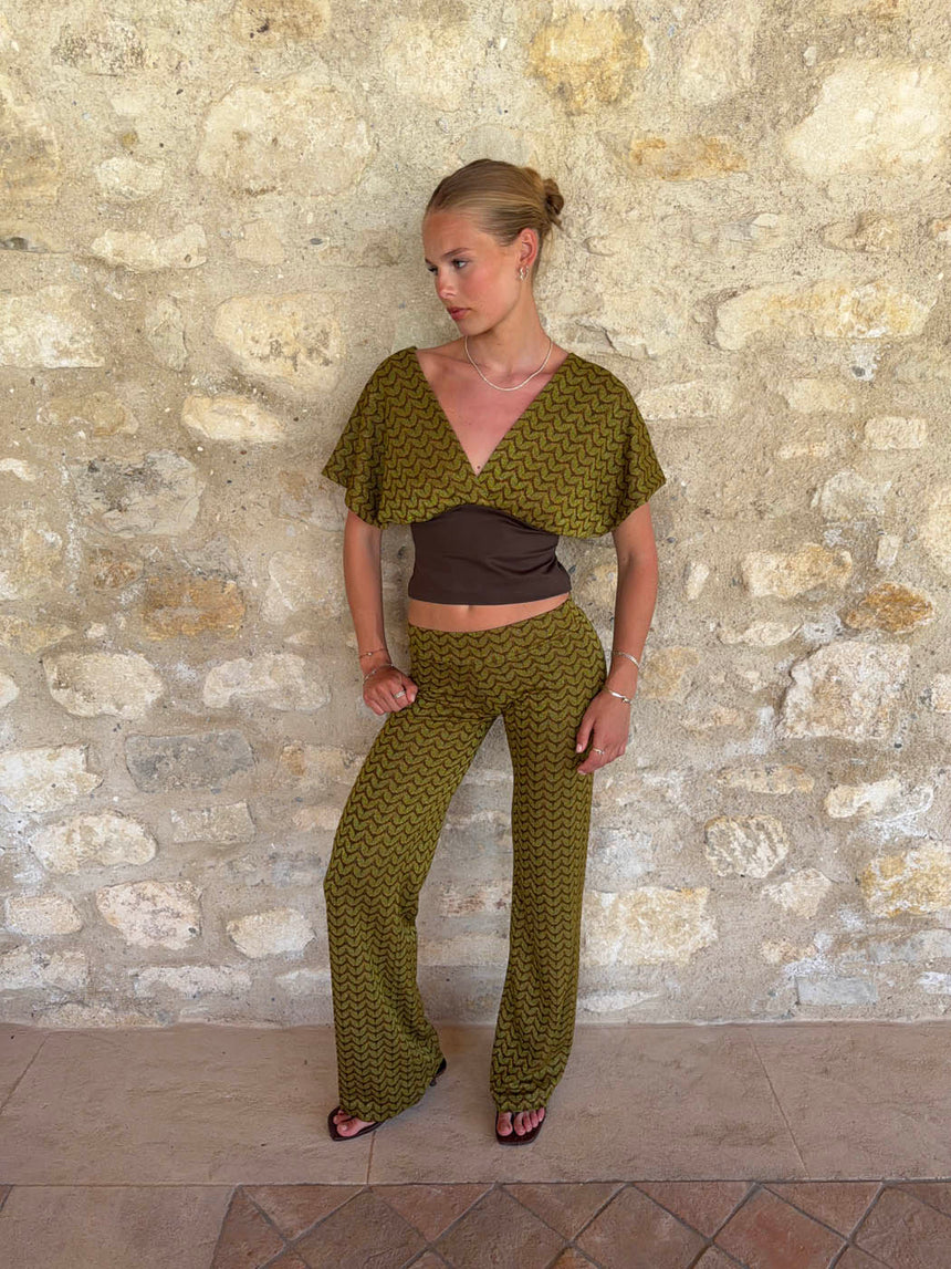 Viga pants with pattern - Khaki/green