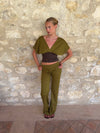 Viga pants with pattern - Khaki/green