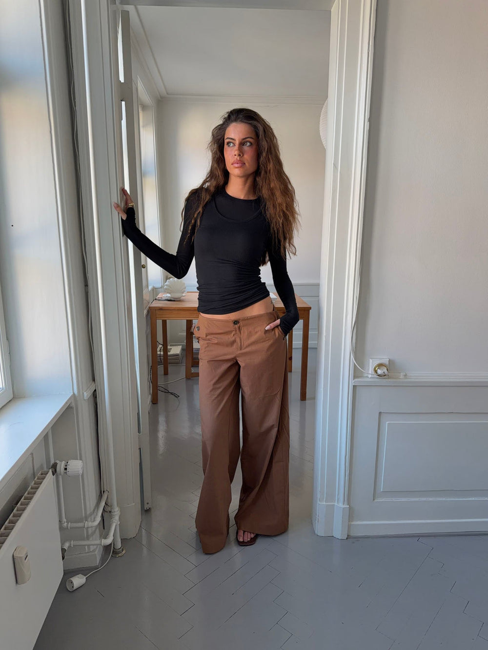 Maluna pants with stripes - Rust