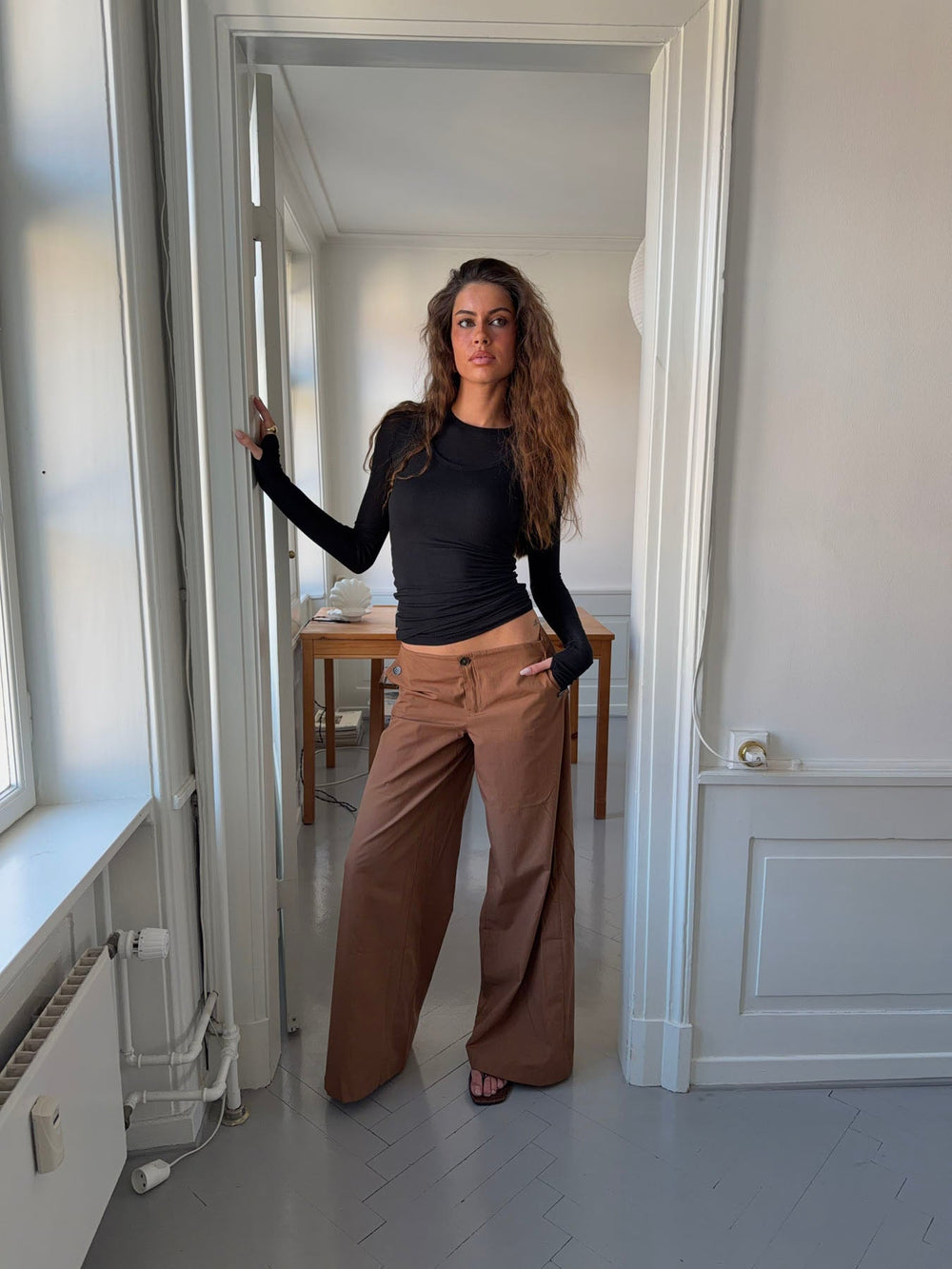 Maluna pants with stripes - Rust