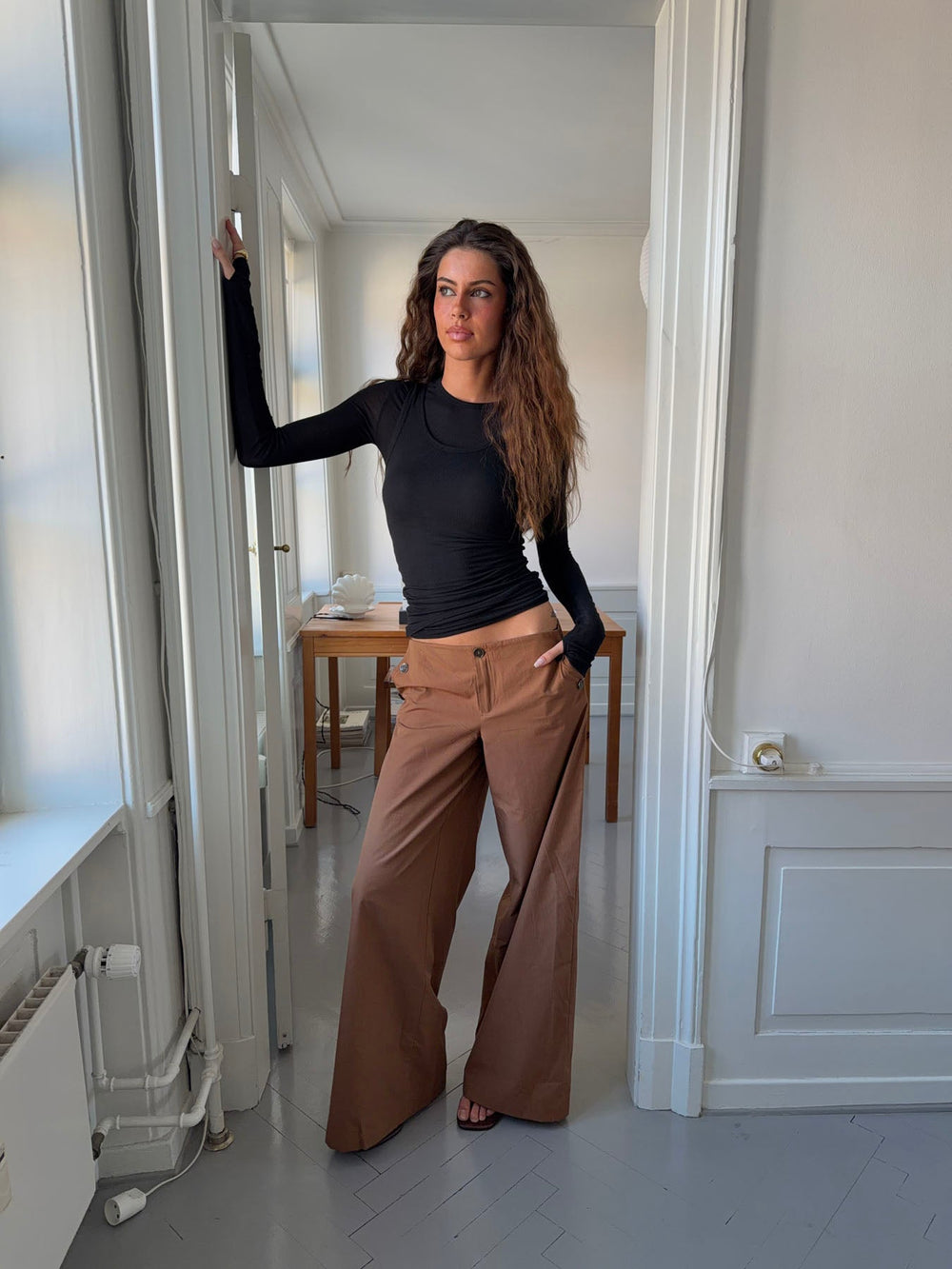 Maluna pants with stripes - Rust