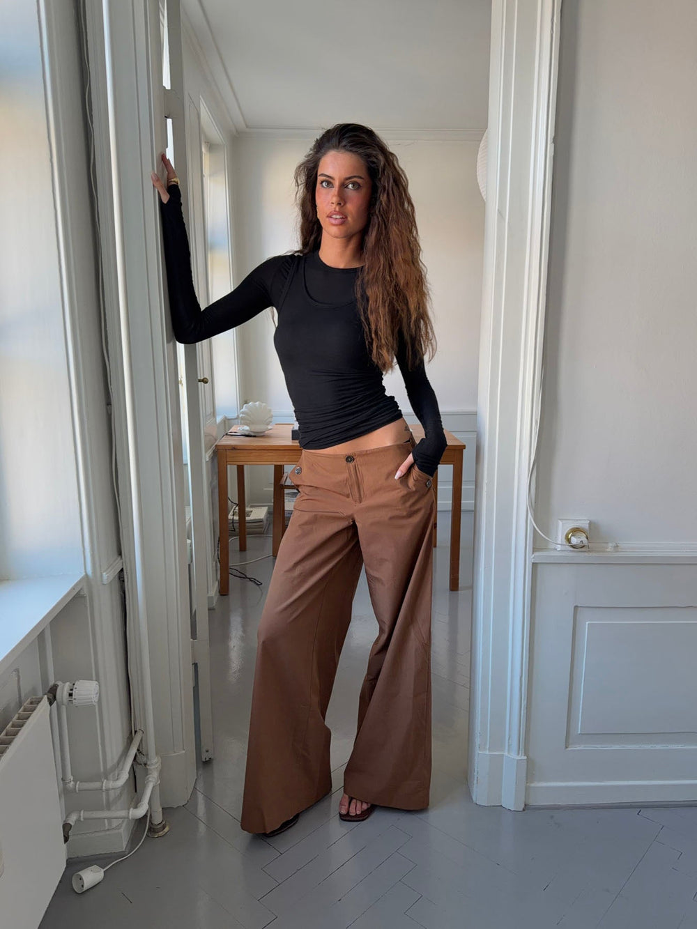 Maluna pants with stripes - Rust