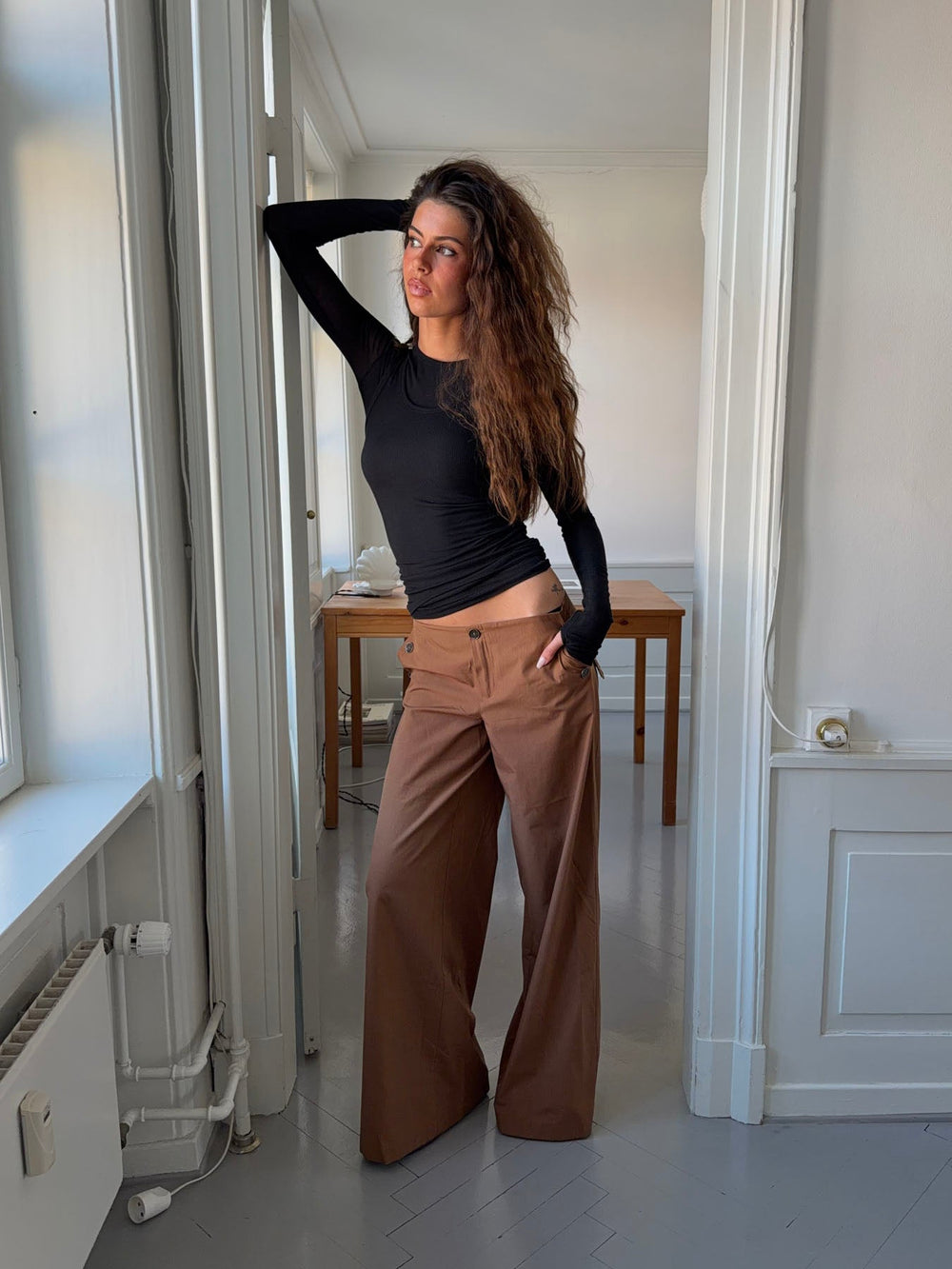 Maluna pants with stripes - Rust