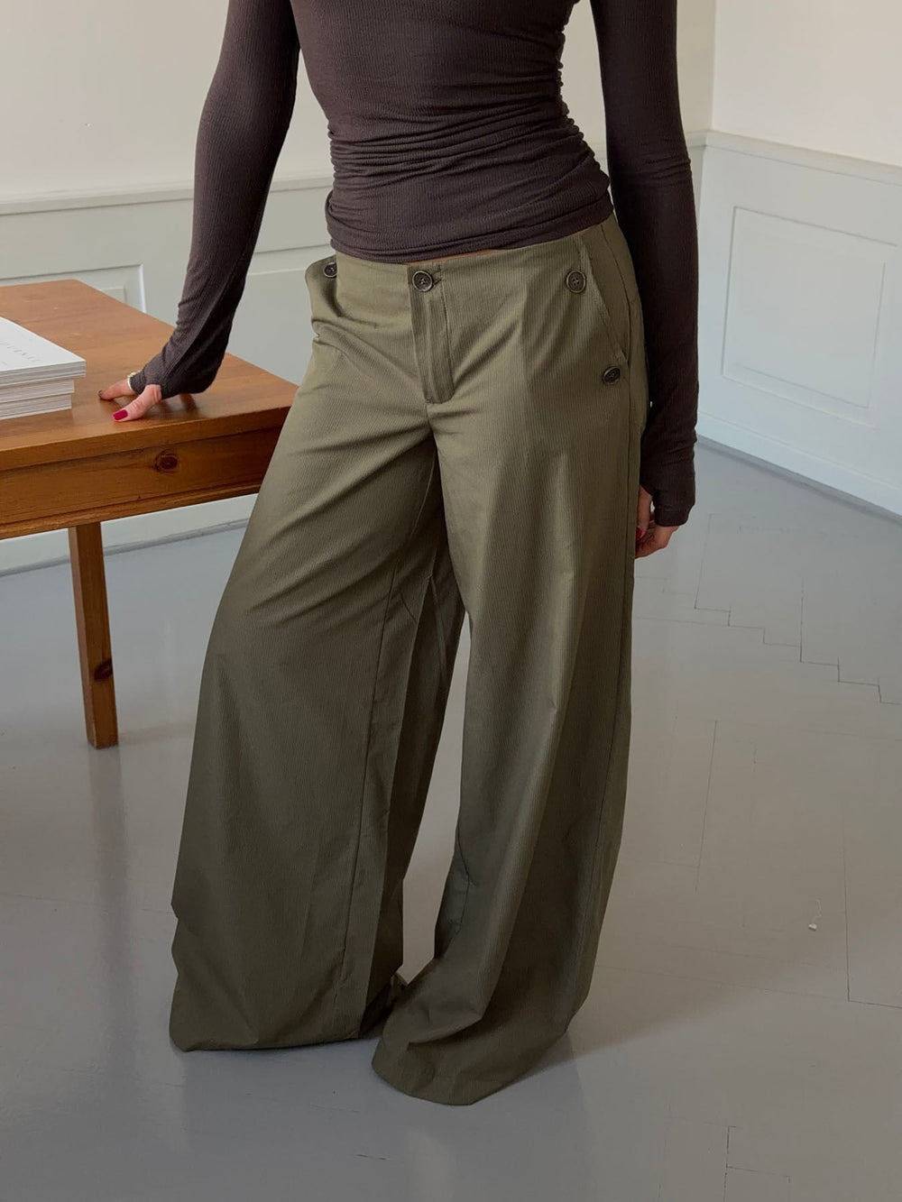 Maluna pants with stripes - Khaki