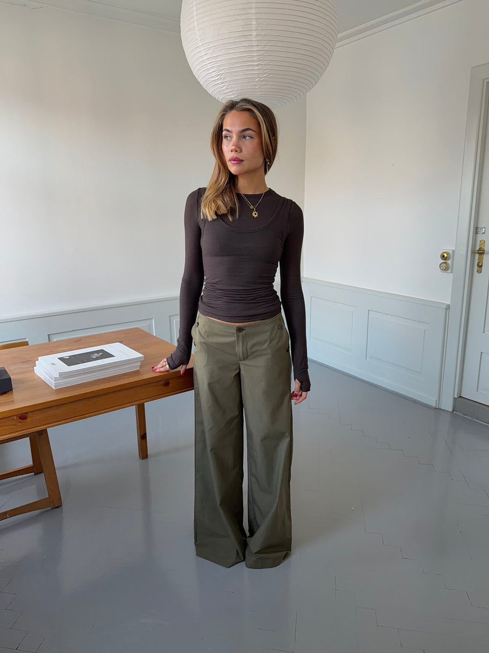 Maluna pants with stripes - Khaki