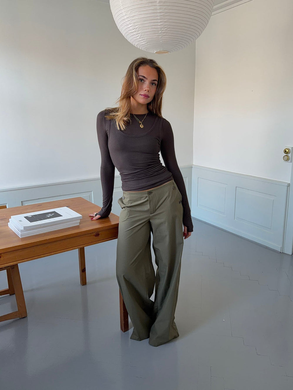 Maluna pants with stripes - Khaki