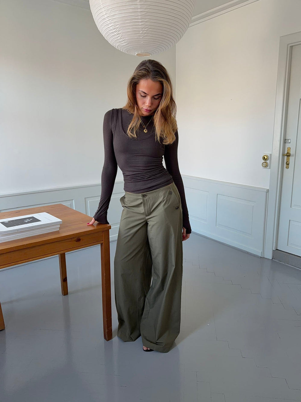 Maluna pants with stripes - Khaki