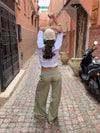 Suza pants with ribbed waist - Khaki
