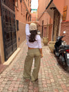 Suza pants with ribbed waist - Khaki