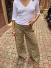 Suza pants with ribbed waist - Khaki