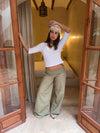 Suza pants with ribbed waist - Khaki