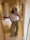 Suza pants with ribbed waist - Khaki