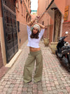 Suza pants with ribbed waist - Khaki