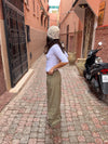 Suza pants with ribbed waist - Khaki